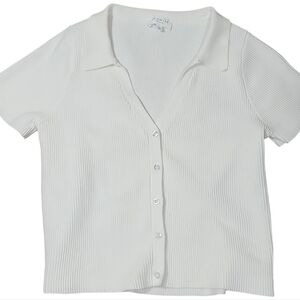 Promise The Label  White Short Sleeve Fitted Button Down Shirt. L